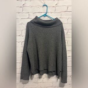Eileen Fisher heather gray ribbed turtleneck sweater size large